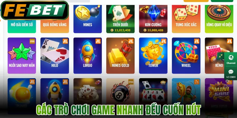 Các trò chơi game nhanh đều cuốn hút