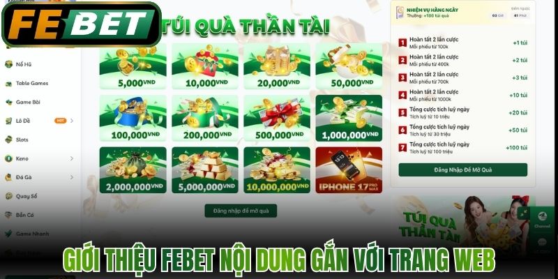 Giới thiệu FEBET nội dung chính gắn liền với trang web