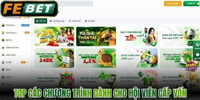 Top các chương trình dành cho hội viên cấp vốn
