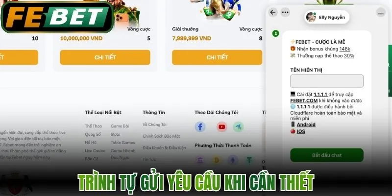 Trình tự gửi yêu cầu khi cần thiết