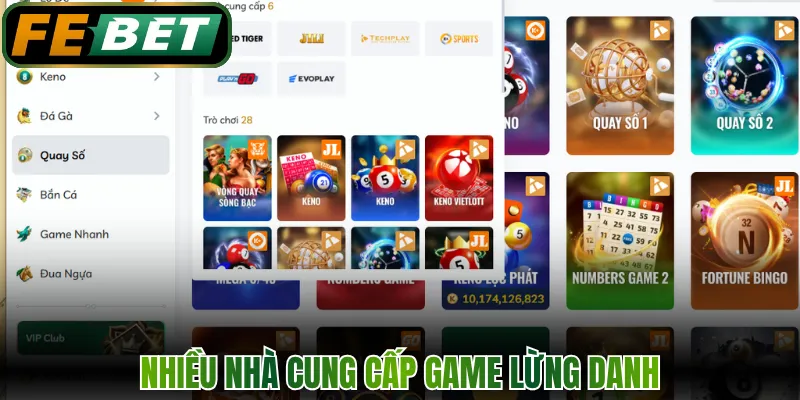 Nhiều nhà cung cấp game lừng danh